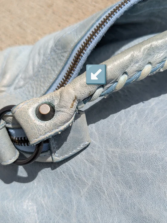 Balenciaga Leather Day Hobo Bag Light Blue Green Purse Shoulder Bag - Picture 14 of 16